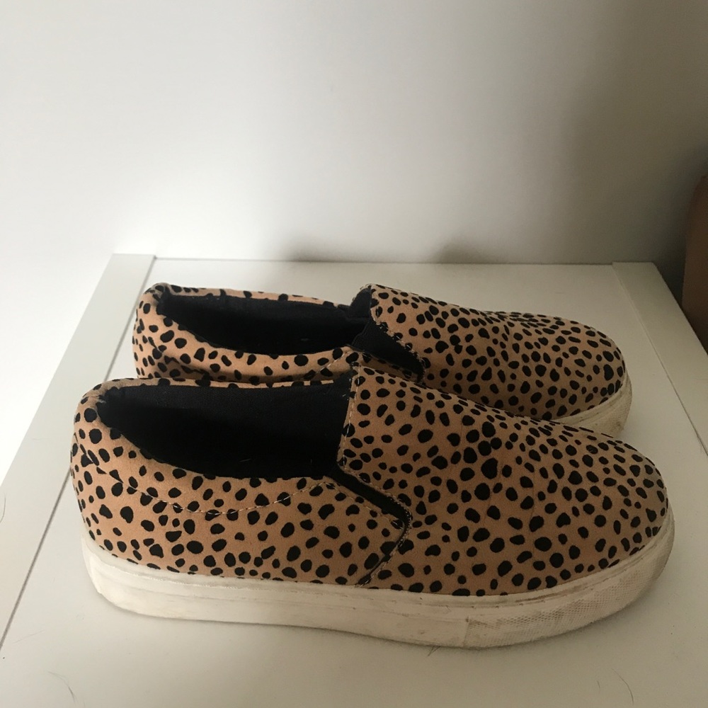Platform cheetah slip ons